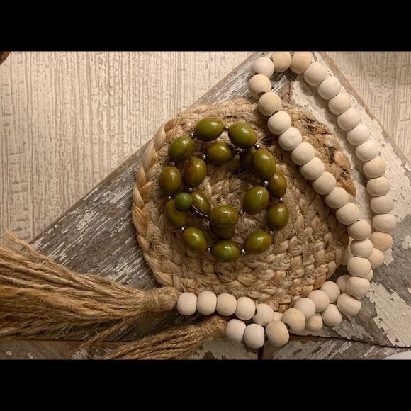 Olive Green Beaded Wrap Bracelet - Picture 2 of 2
